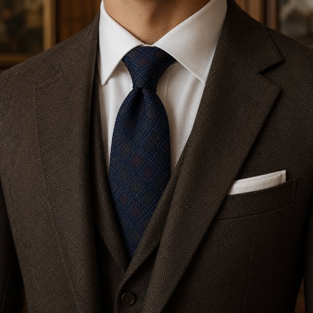 Marineblaue Imperial-Dobby-Jacquard-Krawatte Krawatte (Von Creator hochgeladen)