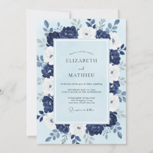Marineblaue kalte Winterhochzeit Einladung
