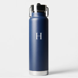 Marineblaue klassische elegante Monogramm Trinkflasche
