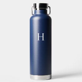 Marineblaue klassische elegante Monogramm Trinkflasche