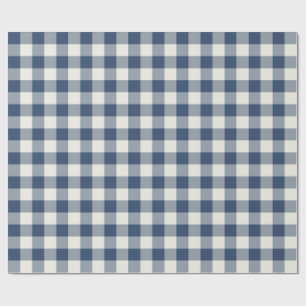 Marineblaue klassische Gingham-Weihnachtskarierung Geschenkpapier