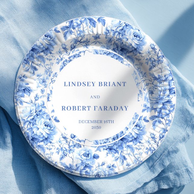 Marineblaue klassische Hochzeitspapierteller Pappteller (Navy Blue Classic Wedding Paper Plates)