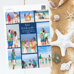 Marineblaue Mele Kalikimaka-Foto-Collage Strand Feiertagspostkarte