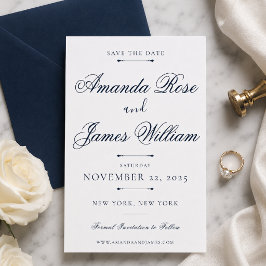Marineblaue Minimal Luxus Hochzeit Save the Date V Einladung