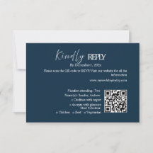 Marineblaue minimalistische Hochzeits-RSVP-Karte