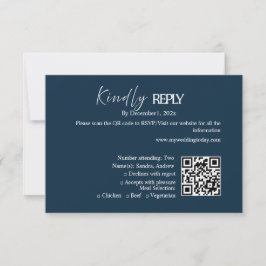Marineblaue minimalistische Hochzeits-RSVP-Karte RSVP Karte