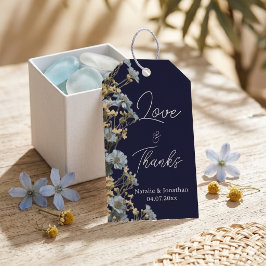 Marineblaue moderne Blumen-Hochzeit Danke Geschenkanhänger