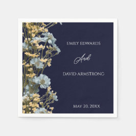 marineblaue moderne Blumen-Hochzeitsservietten Serviette