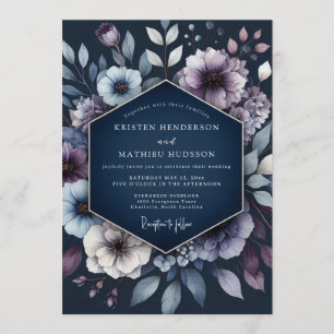 Marineblaue nächtliche Winterhochzeit Einladung
