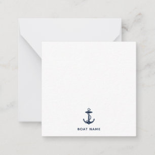 Marineblaue nautische Anker-Boot-Name benutzerdefi Mitteilungskarte
