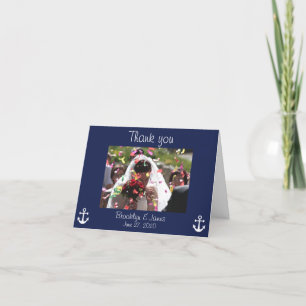 Marineblaue nautische Hochzeit Dankeskarten Bild Dankeskarte