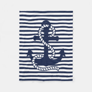 Marineblaue Navy-Blau-Weiß-Streifen und blauer Ank Fleecedecke