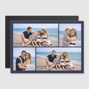 Marineblaue personalisierte Familienfoto Magnetkarte