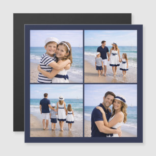 Marineblaue personalisierte Familienfoto Magnetkarte