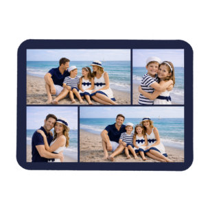 Marineblaue personalisierte Familienfotos Magnet