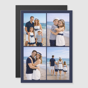 Marineblaue personalisierte Familienfotos Magnetkarte