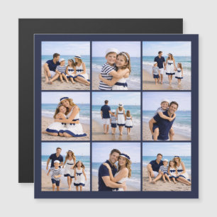 Marineblaue personalisierte Familienfotos Magnetkarte
