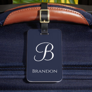 Marineblaue personalisierte Namen und Monogramm Gepäckanhänger