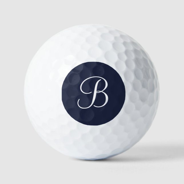 Marineblaue personalisierte Namen und Monogramm Golfball (Vorderseite)