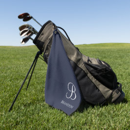 Marineblaue personalisierte Namen und Monogramm Golfhandtuch