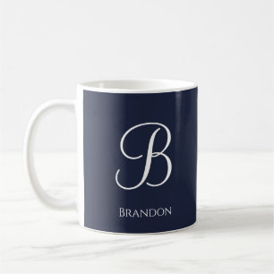 Marineblaue personalisierte Namen und Monogramm Kaffeetasse