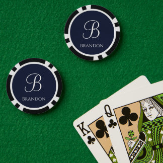 Marineblaue personalisierte Namen und Monogramm Pokerchips