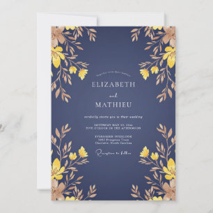 Marineblaue polierte herbstliche Hochzeit Einladung