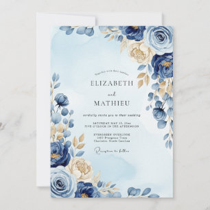 Marineblaue Prächtige Winterhochzeit Einladung
