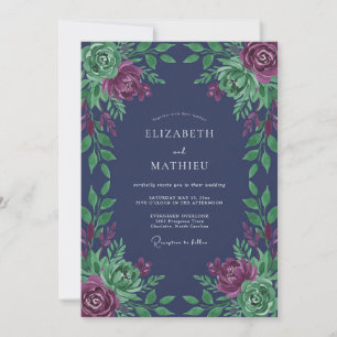 Marineblaue reiche Winterhochzeit Einladung