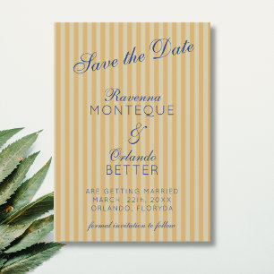 Marineblaue Retro-Honig-Alte-Streifen-Hochzeit Save The Date
