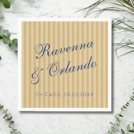 Marineblaue Retro-Honig-Altstreifen-Hochzeit Serviette