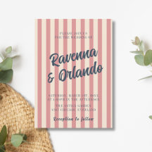 Marineblaue Retro-Rosé-Streifen-Hochzeit