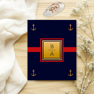 Marineblaue rote Budget-Hochzeitseinladung im mari Flyer