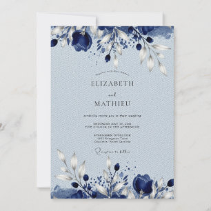 Marineblaue ruhige Winterhochzeit Einladung