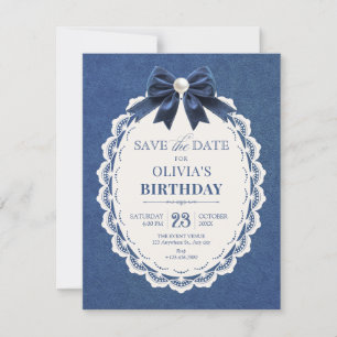 Marineblaue Samtschleife vintage elegant Save The Date