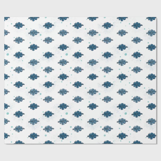 Marineblaue Schleifenmuster-Hochglanz-Geschenkpapi Geschenkpapier (Flach)