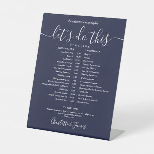 Marineblaue Schrift Hochzeitsplan Zeitachse Sockelschild