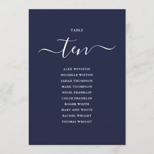 Marineblaue Schrift Tisch Nummer 10 Sitzordnung Einladung