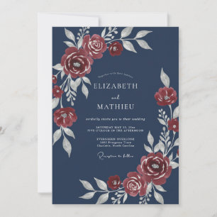 Marineblaue Sterling Winterhochzeit Einladung