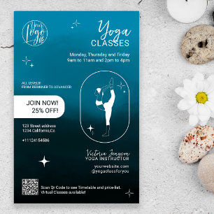Marineblaue Stern-Yoga-Lehrer-Studio-Kurse Flyer