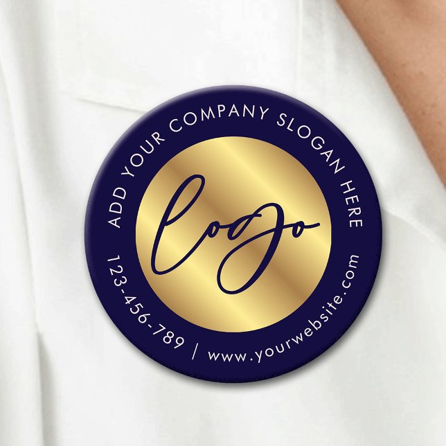 Marineblaue und goldene Logo-Unternehmenswerbung Button (Von Creator hochgeladen)