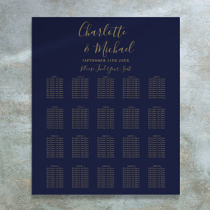 Marineblaue und goldene Signature-Hochzeitssitzord Poster