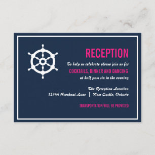 Marineblaue und Hot-Pink-nautische Rezeption Begleitkarte