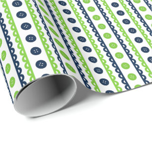 Marineblaue und Limettengrüne preppy gestreifte Ha Geschenkpapier