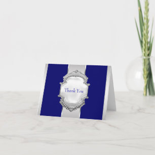 Marineblaue und silberne Dankeskarten Dankeskarte