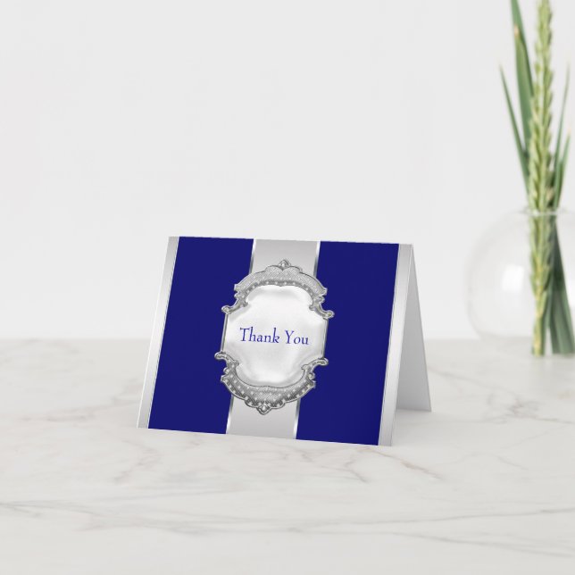 Marineblaue und silberne Dankeskarten Dankeskarte (Vorderseite)