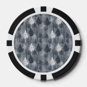 Marineblaue und weiße Bäume Pokerchips