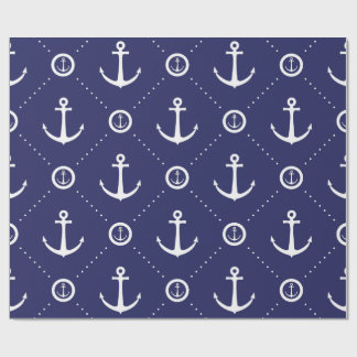 Marineblaue und weiße nautische Geschenkpapier