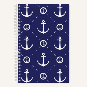 Marineblaue und weiße nautische Spiralbindung Noti Notizbuch