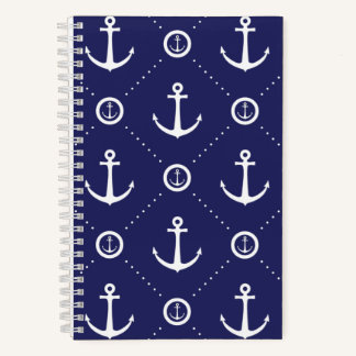 Marineblaue und weiße nautische Spiralbindung Noti Notizbuch